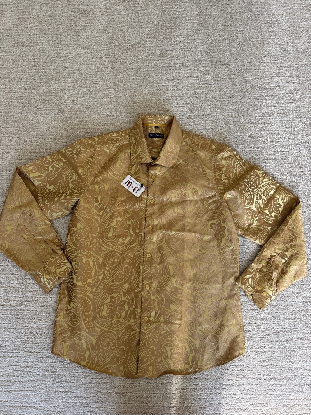 Gold Paisley Button-Down Shirt